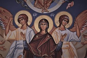 An icon of the Virgin Mary, or Theotokos.